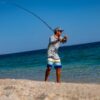 Fly fishing for roosterfish on the beach